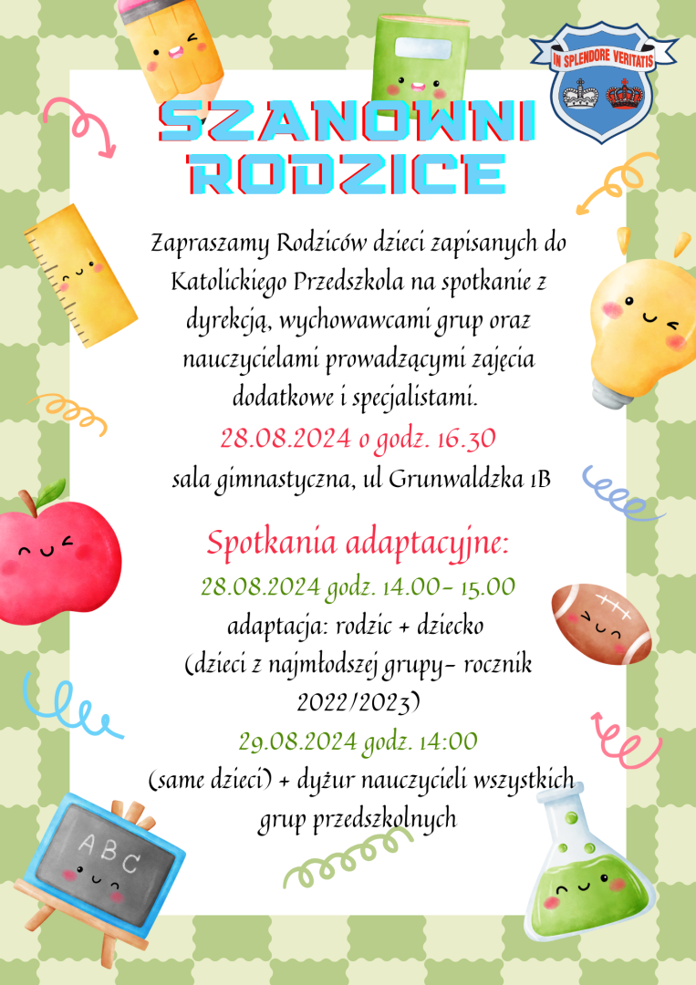 plakat informujący o spotkaniu z rodzicami