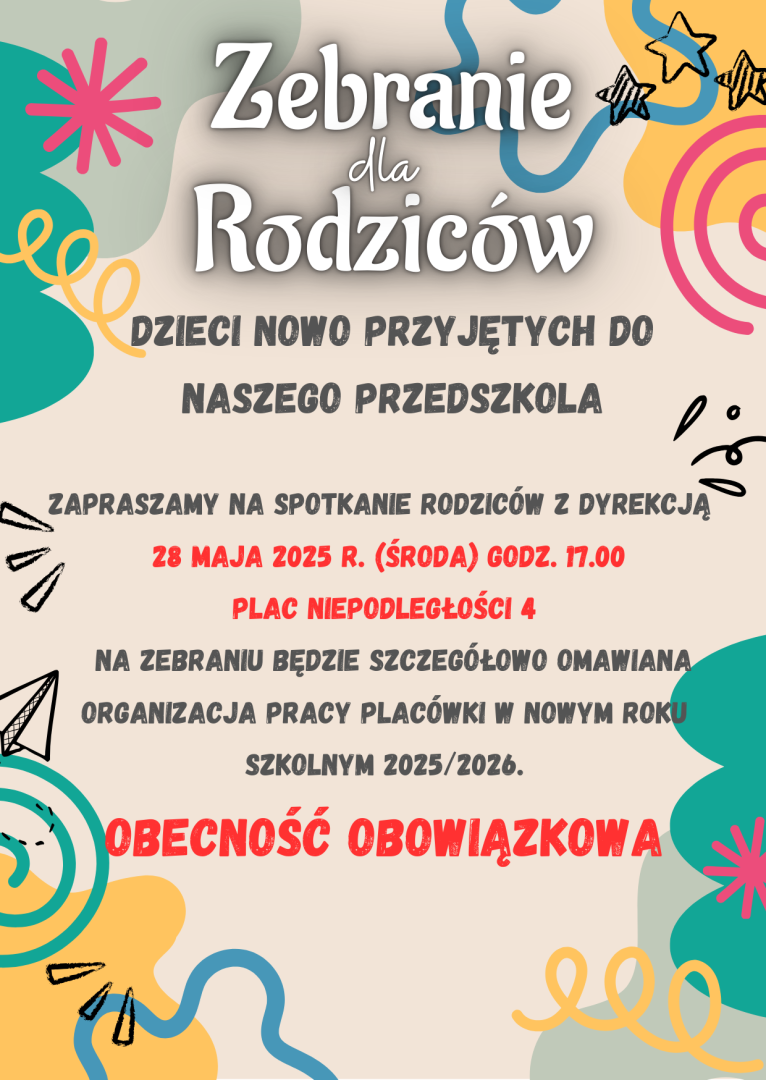 Zebranie dla rodziców